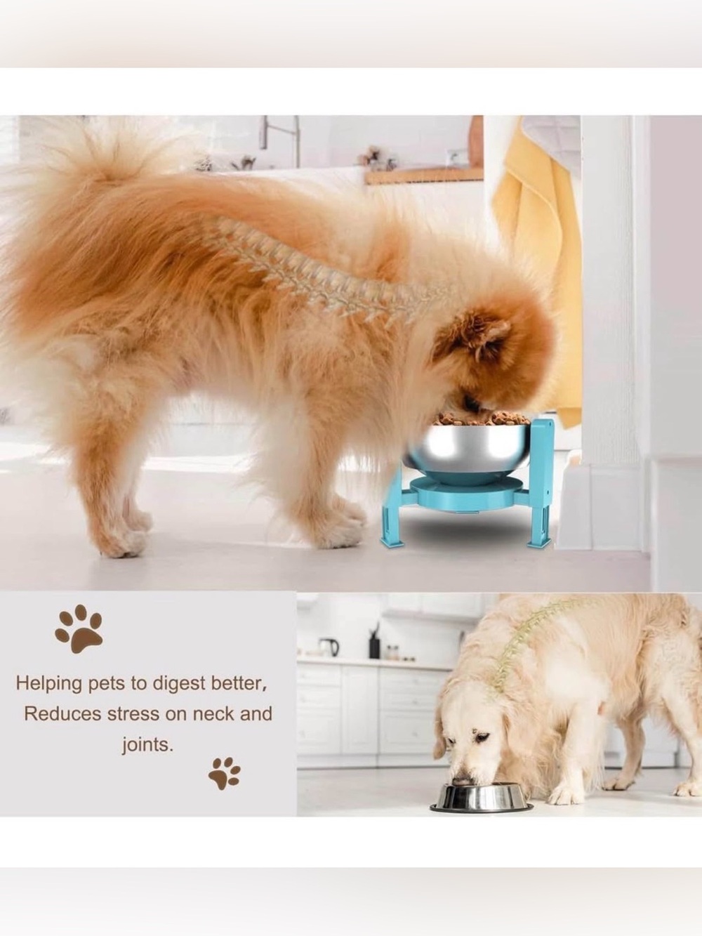Set of 2 Elevated Dog Bowls Standfor Small Cats and Dogs (BOWLS NOT INCLUDED) - Picture 5 of 6